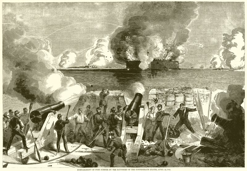Bombardment of Fort Sumter by the Batteries of the Confederate States, April 13, 1861 by English School
