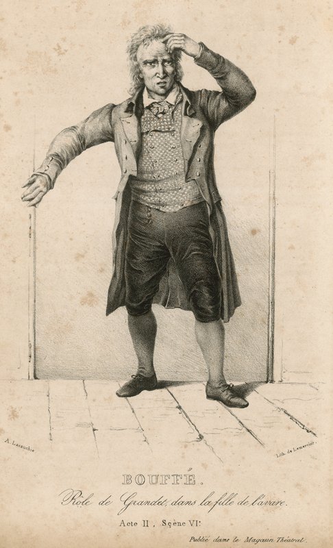 Bouffe, in the role of Grandet in La Fille de Cavaire by English School