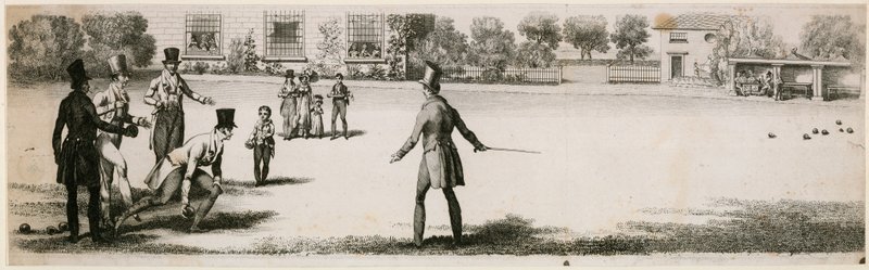 Bowls Being Played During the Regency at an Unidentified Pleasure Garden by English School