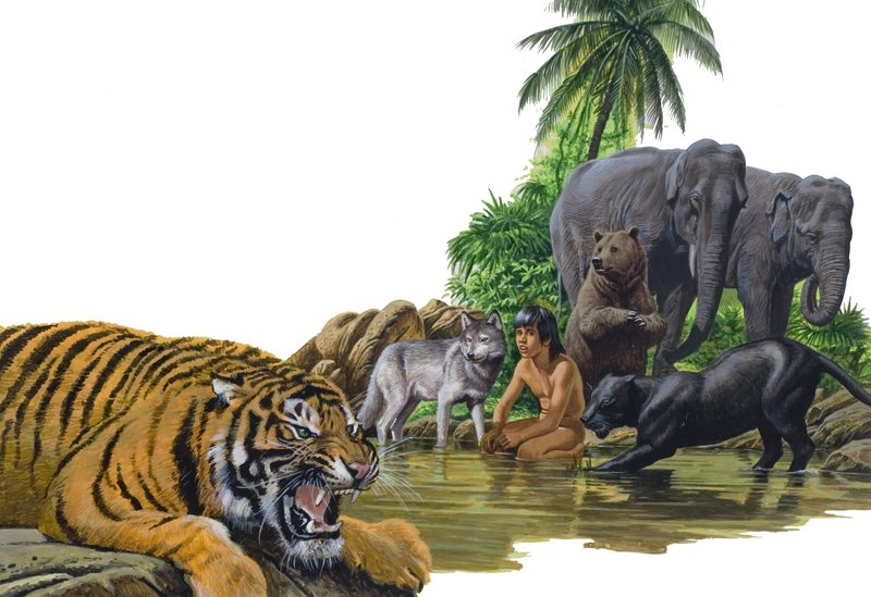 Boy and Animals by English School