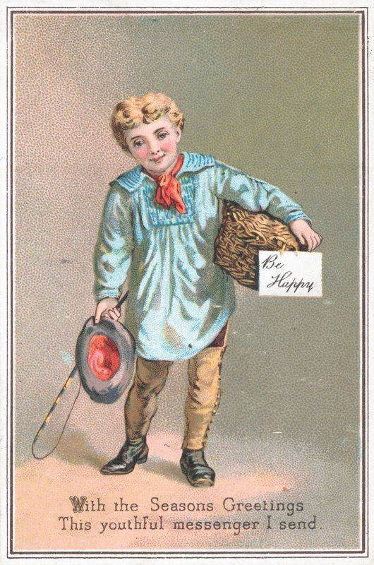 Boy delivering gift basket by English School