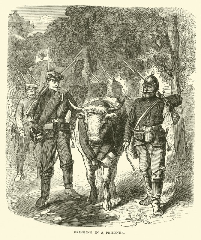 Bringing in a prisoner, September 1870 by English School