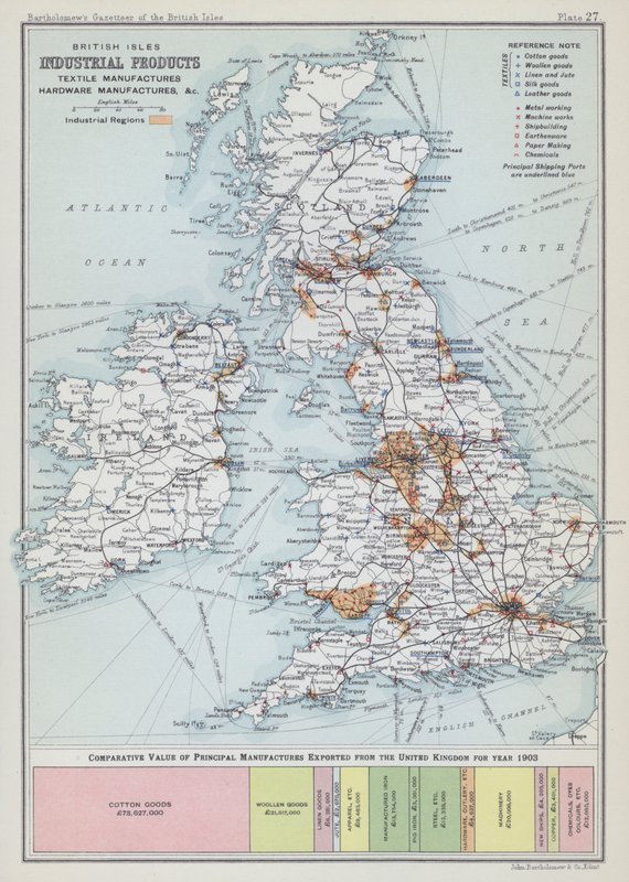 British Isles industrial products, textile manufactures, hardware manufactures etc by English School