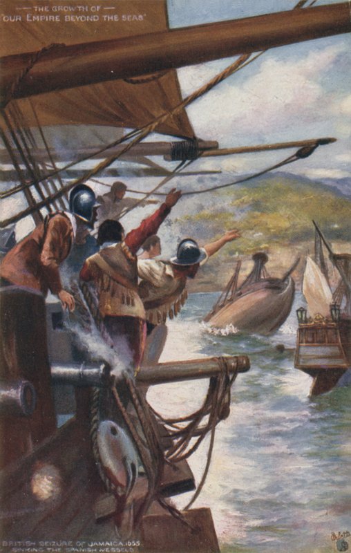 British seizure of Jamaica from the Spanish, 1655 by English School