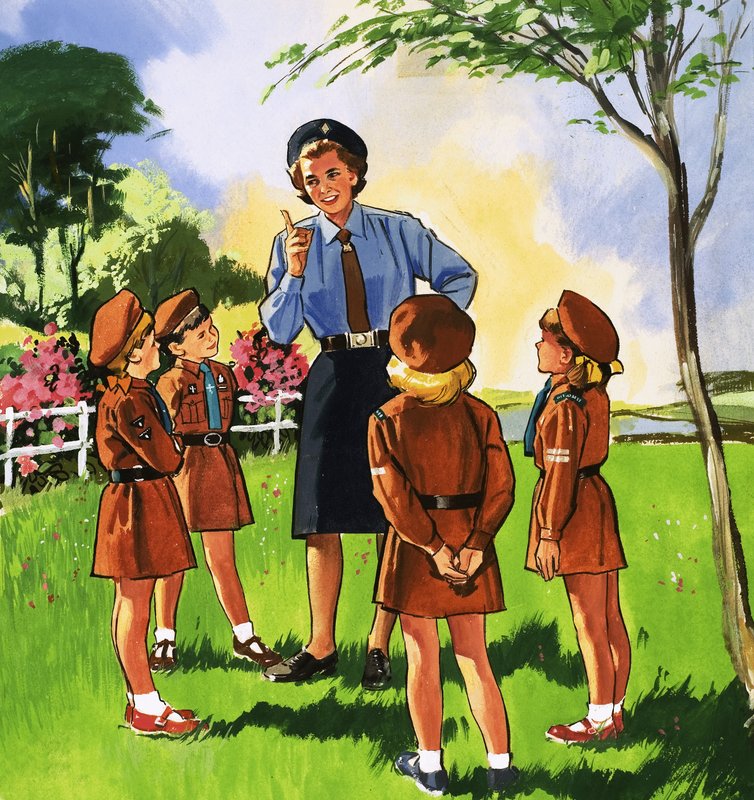 Brown Owl and her Brownie pack by English School