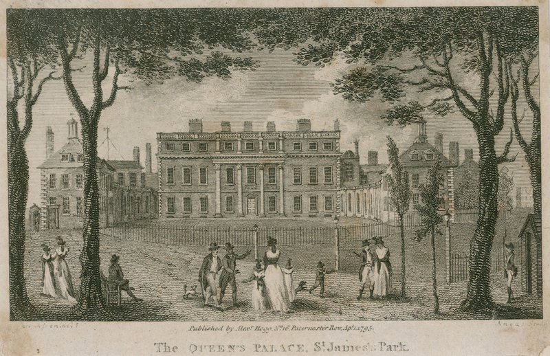 Buckingham House, The Queens Palace, St Jamess Park by English School