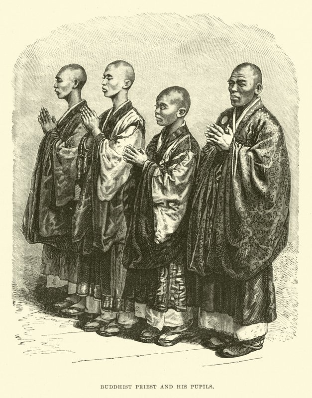 Buddhist Priest and His Pupils by English School