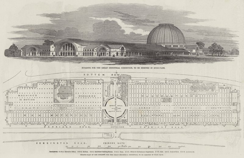 Building for the Great Industrial Exhibition, to be erected in Hyde-Park (engraving) by English School
