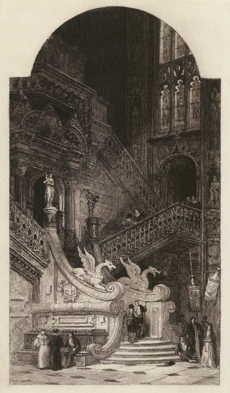 Burgos Cathedral, etched by C O Murray, after David Roberts by English School
