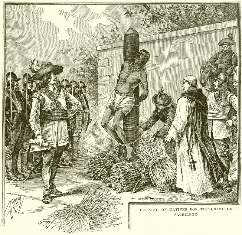 Burning of Natives for the Crime of Sacrilege by English School