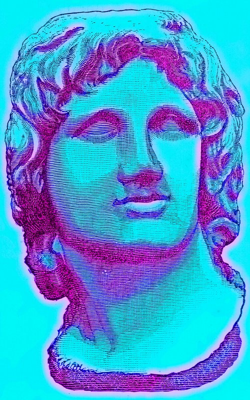 Bust of Alexander the Great, from the British Museum, Statue in the Vatican, Illustration from History of Rome by Victor Duruy, Published 1884 by English School