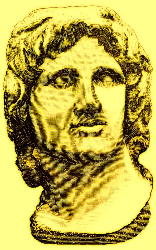 Bust of Alexander the Great, from the British Museum, Statue in the Vatican, Illustration from History of Rome by Victor Duruy, Published 1884 by English School