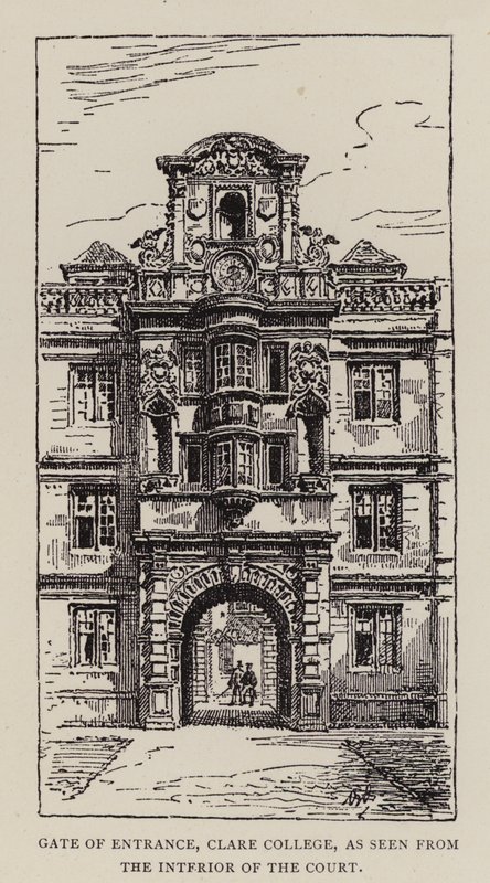 Gate of Entrance, Clare College, as seen from the Interior of the Court, Cambridge by English School