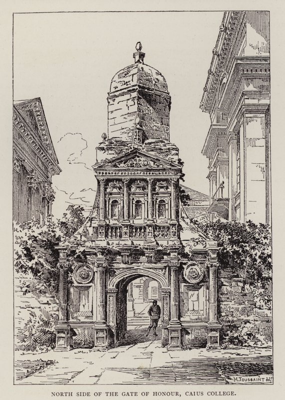 Cambridge: North Side of the Gate of Honour, Caius College by English School