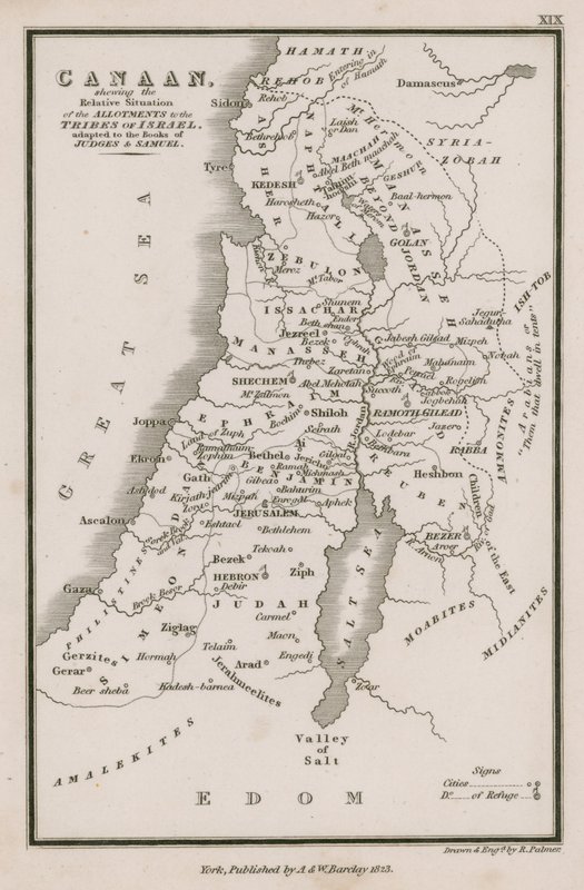 Canaan, showing the Relative Situation of the Allotments to the Tribes of Israel, adapted to the Books of Judges & Samuel by English School