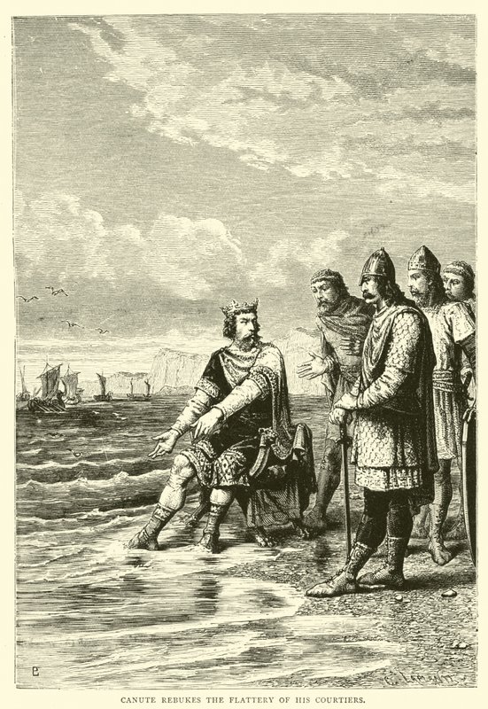 Canute rebukes the flattery of his courtiers by English School
