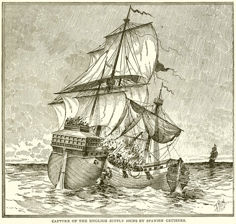 Capture of the English Supply Ships by Spanish Cruisers by English School