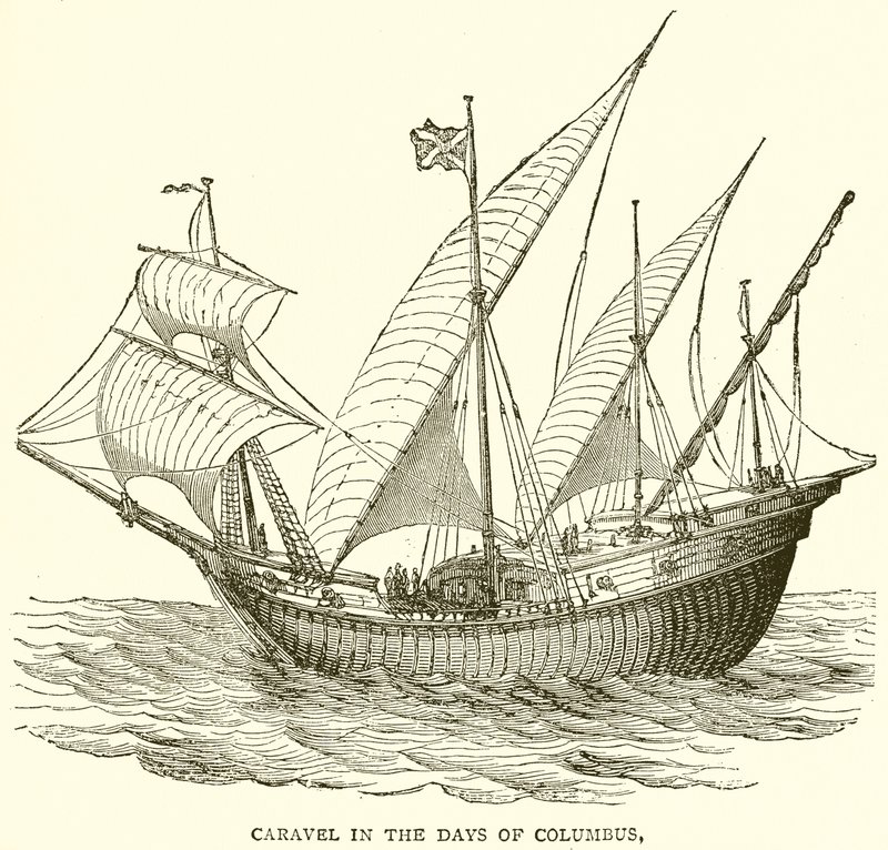 Caravel in the Days of Columbus by English School