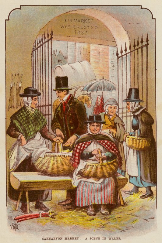 Carnarvon Market, A Scene in Wales by English School