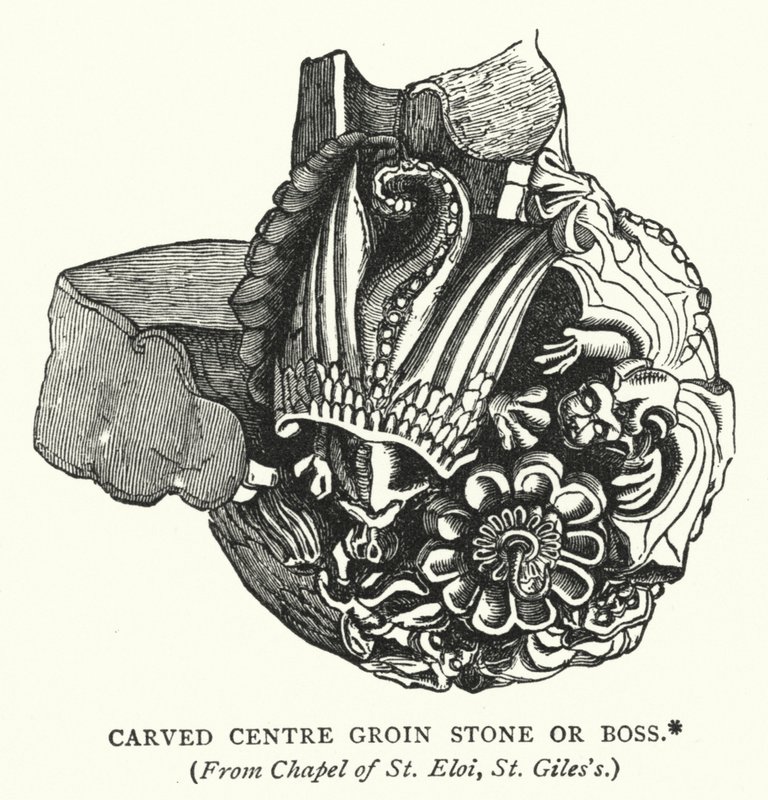 Carved Centre Groin Stone or Boss by English School
