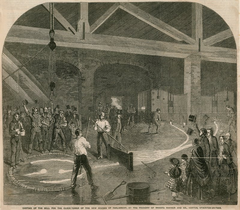 Casting of the Great Bell for the Clock Tower of the New Houses of Parliament by English School