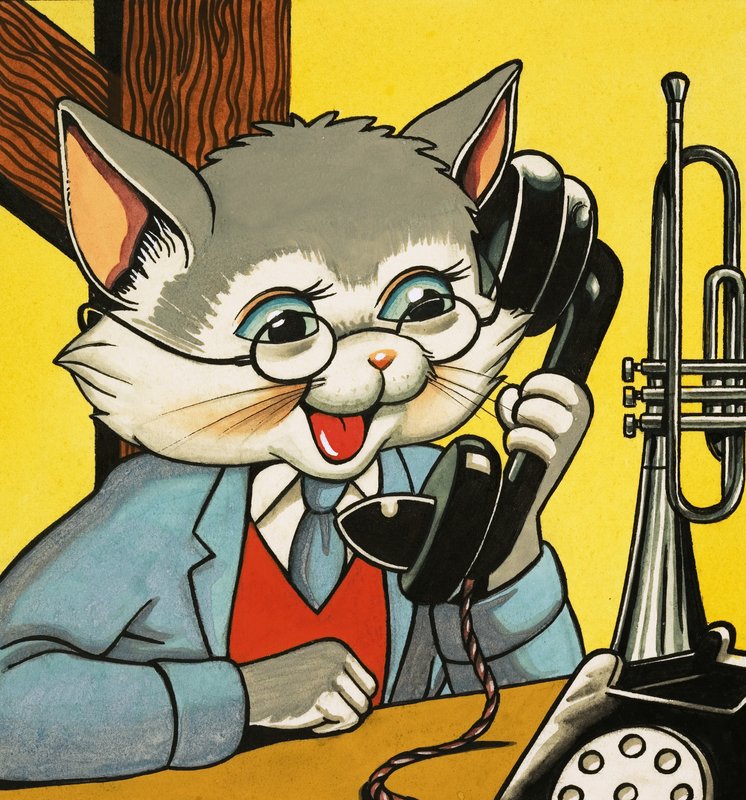 Cat answering the telephone by English School