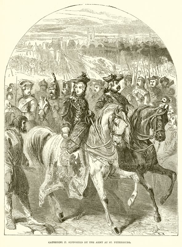 Catherine II Supported by the Army at St. Petersburg by English School
