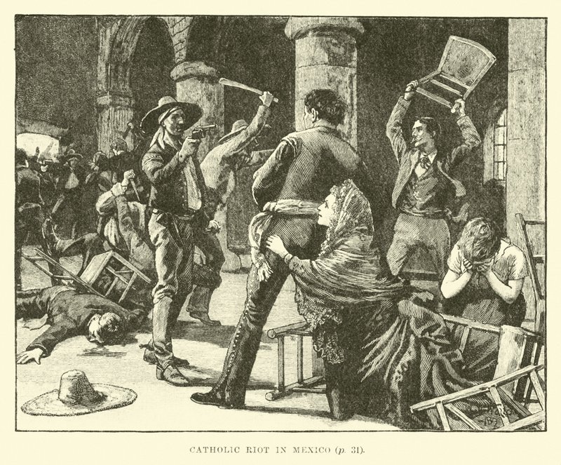 Catholic Riot in Mexico by English School