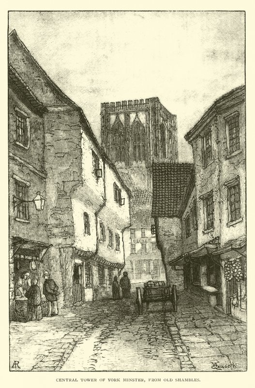 Central Tower of York Minster, from Old Shambles by English School