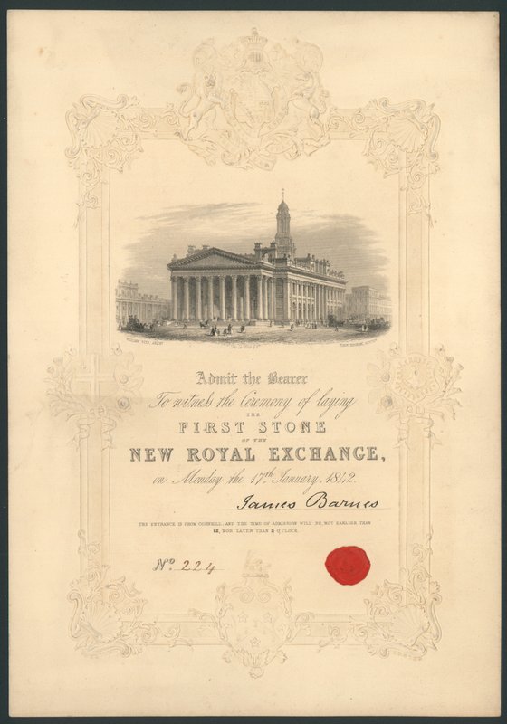 Ceremony of laying the first stone of the New Royal Exchange, London, on 17 January 1842 by English School