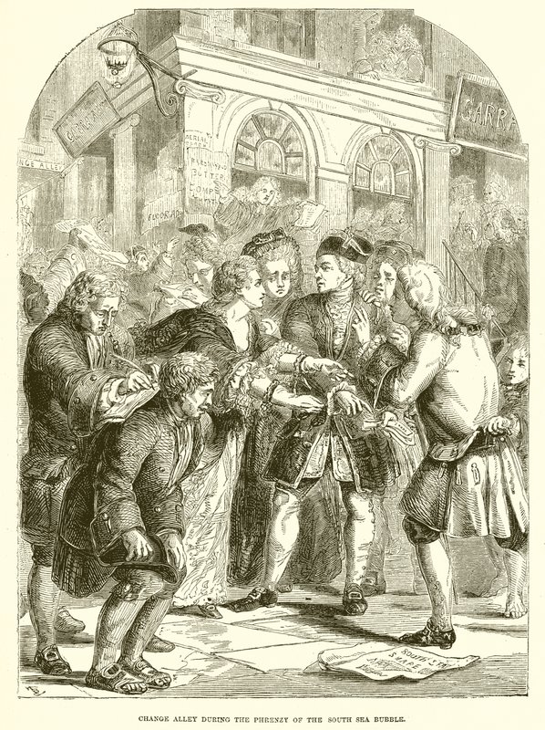 Change Alley during the Frenzy of the South Sea Bubble by English School