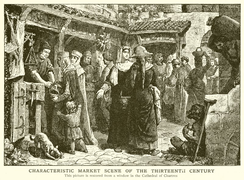 Characteristic Market Scene of the Thirteenth Century by English School