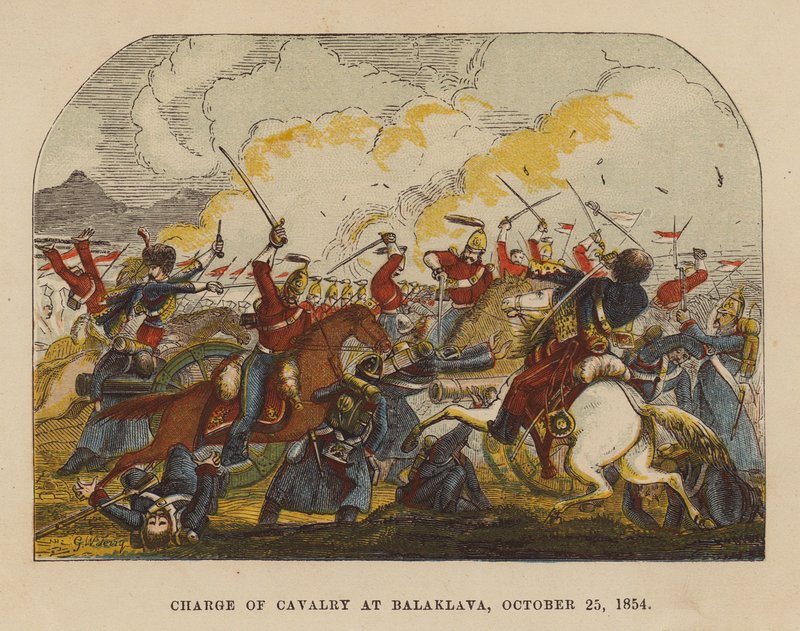 Charge of Cavalry at Balaklava, 25 October 1854 by English School