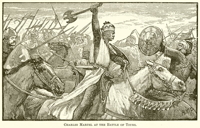 Charles Martel at the Battle of Tours by English School