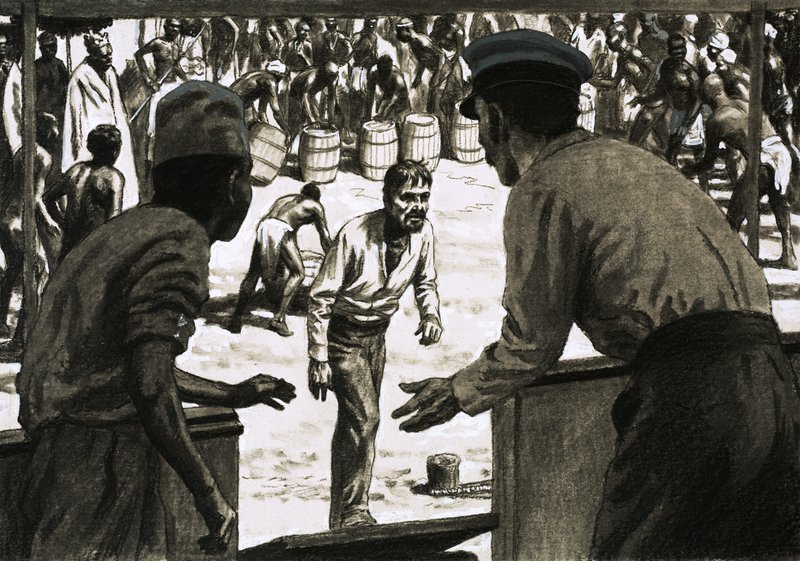 Charles Osborne and Captain Stott Laid Out Casks of Rum on the Beach by English School