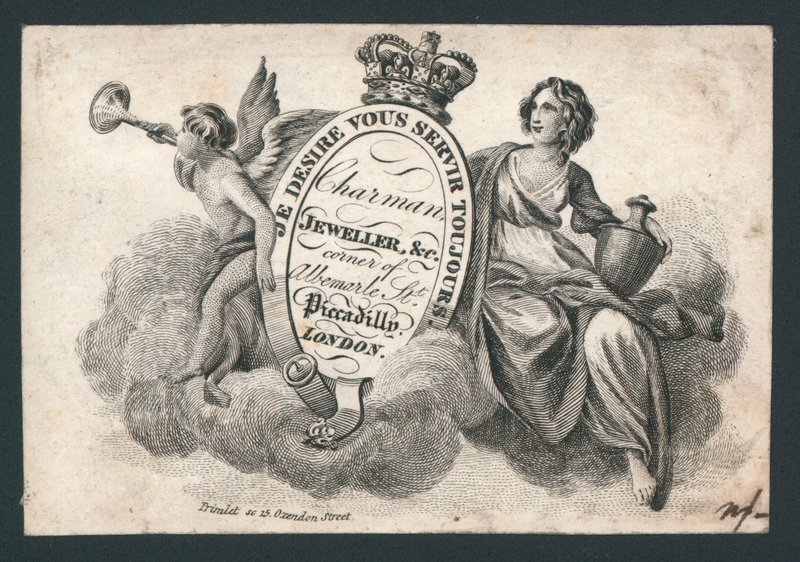 Charman, jeweller, corner of Albemarle Street and Piccadilly, trade card by English School