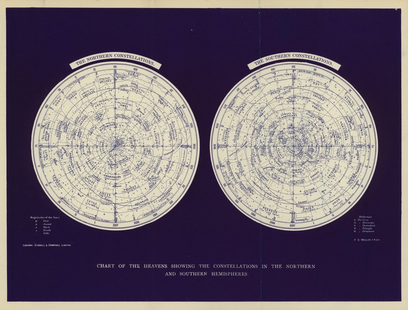 Chart of the Heavens Showing the Constellations in the Northern and Southern Hemispheres by English School