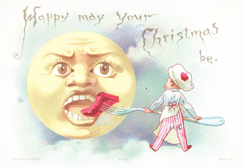 Chef feeding the sun, Christmas Card by English School