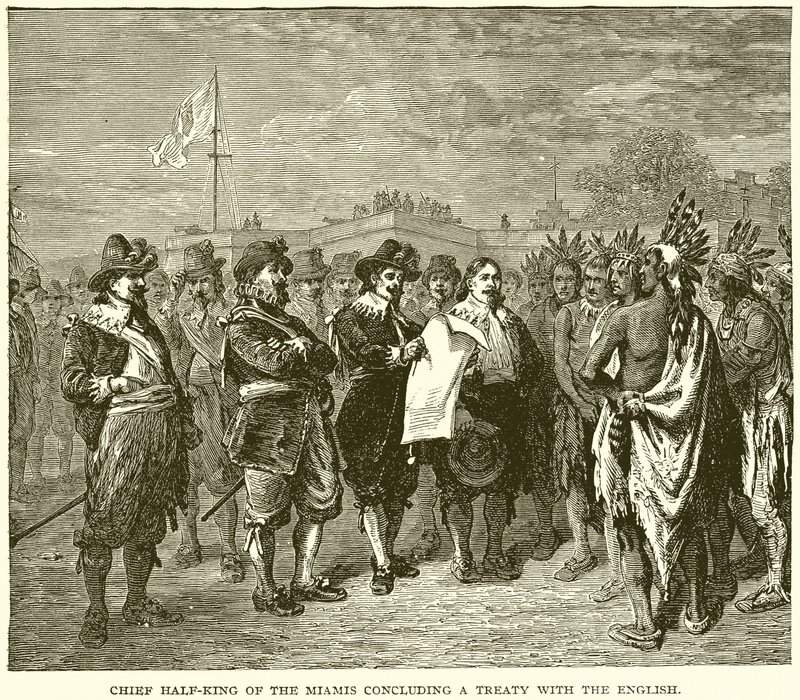 Chief Half-King of the Miamis Concluding a Treaty with the English by English School