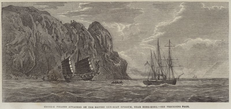 Chinese Pirates attacked by the British Gun-Boat Opossum, near Hong-Kong by English School