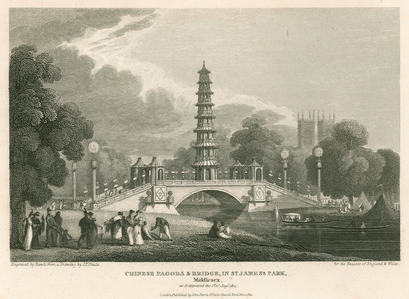 Chinese pagoda and bridge, St James