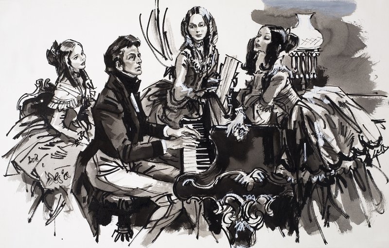 Chopin with Female Admirers by English School