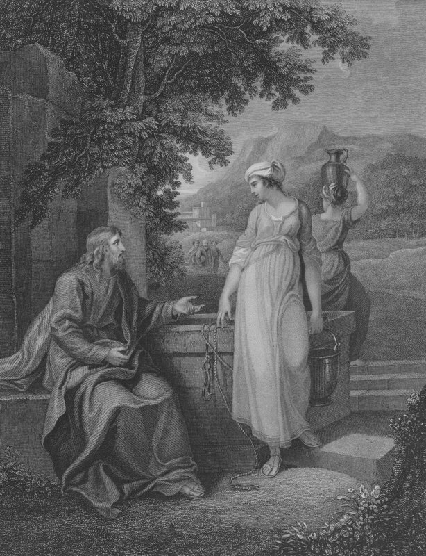 Christ and Woman of Samaria, St John 4, Verse 5-27 by English School