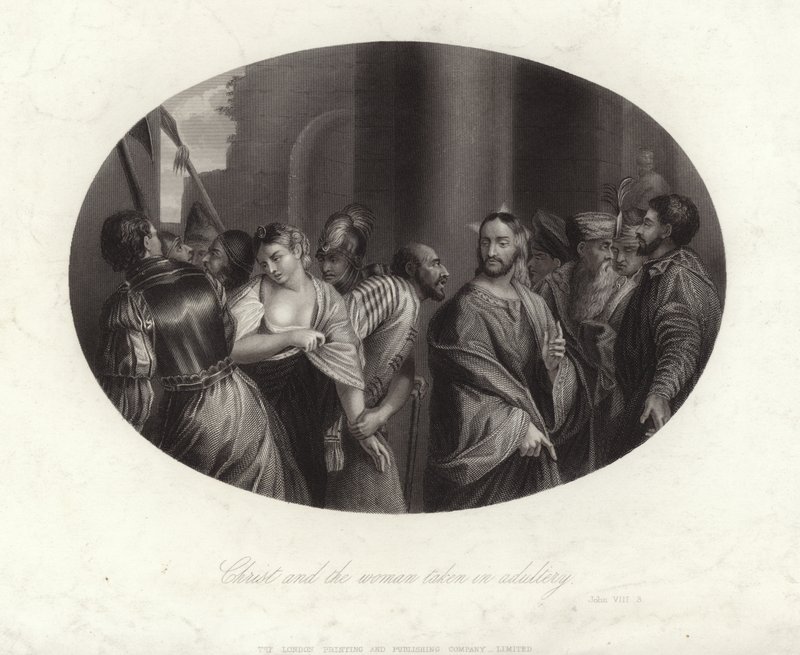 Christ and the Woman Taken in Adultery by English School