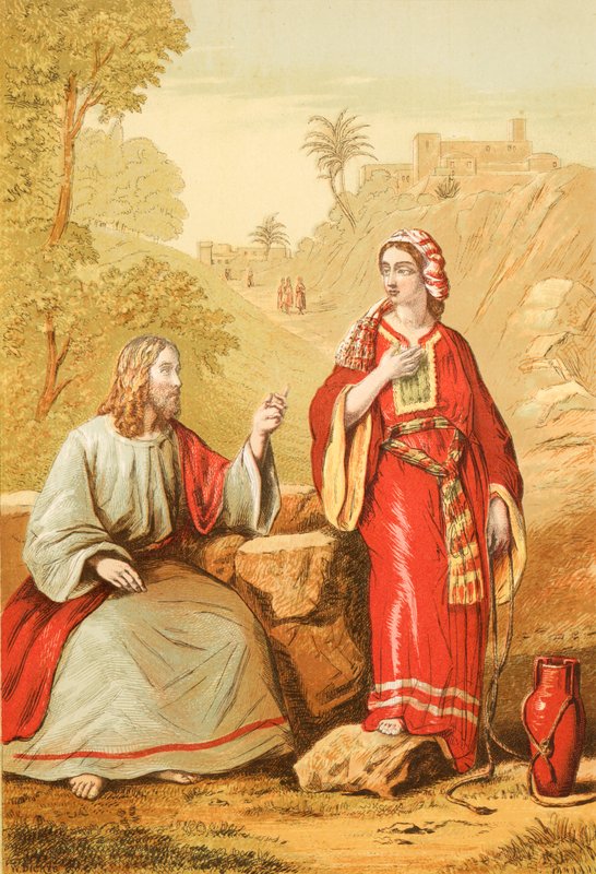 Christ and the woman of Samaria by English School