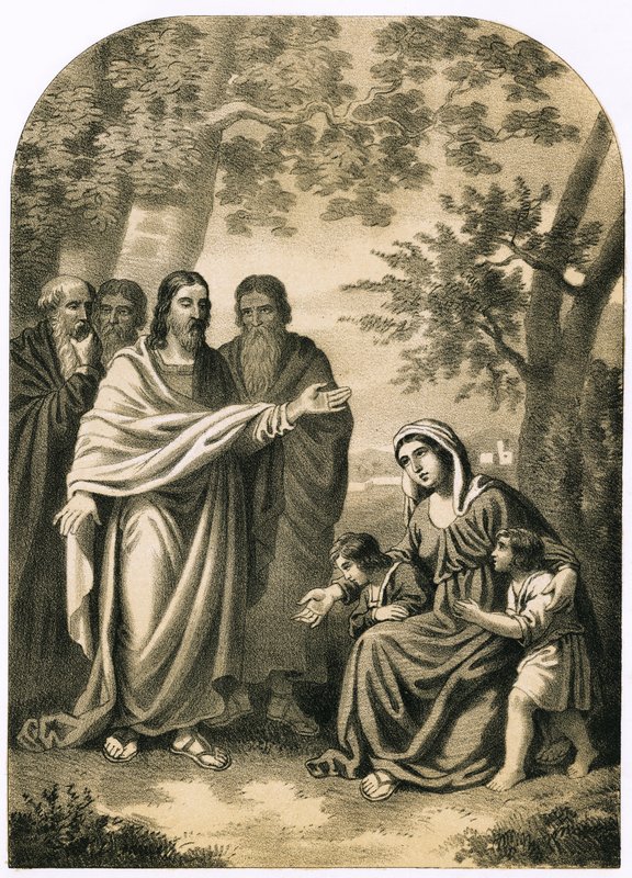 Christ blessing little children by English School