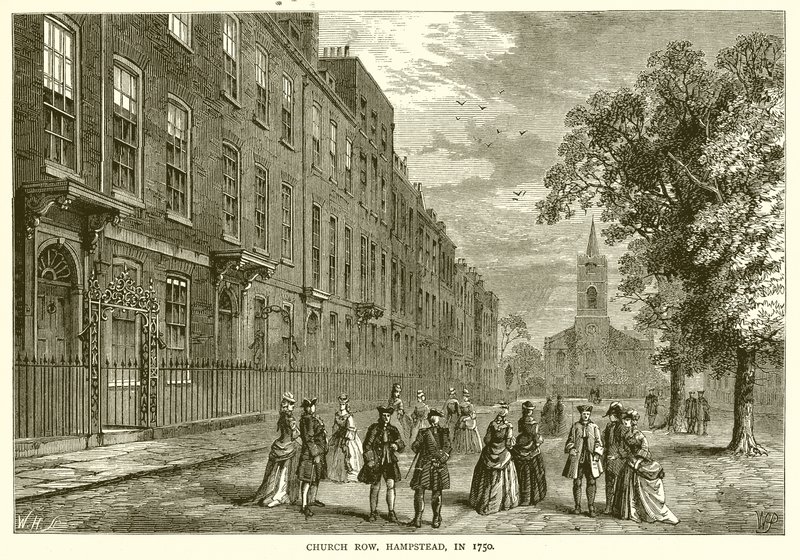 Church Row, Hampstead, in 1750 by English School