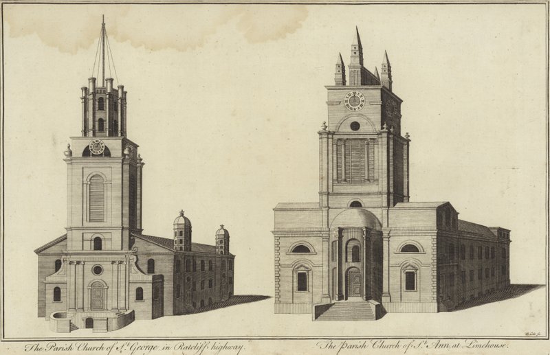 Church of St George, Ratcliff Highway and Church of St John, Limehouse, London by English School