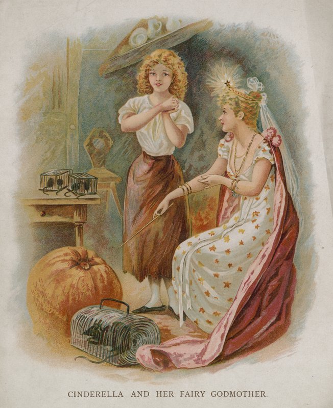 Cinderella and Her Fairy Godmother by English School