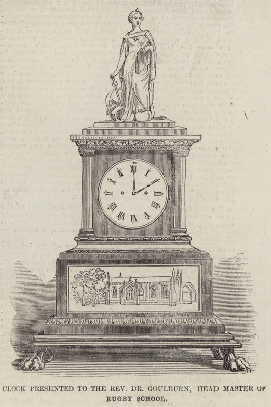 Clock presented to the Reverend Dr Goulburn, Head Master of Rugby School by English School